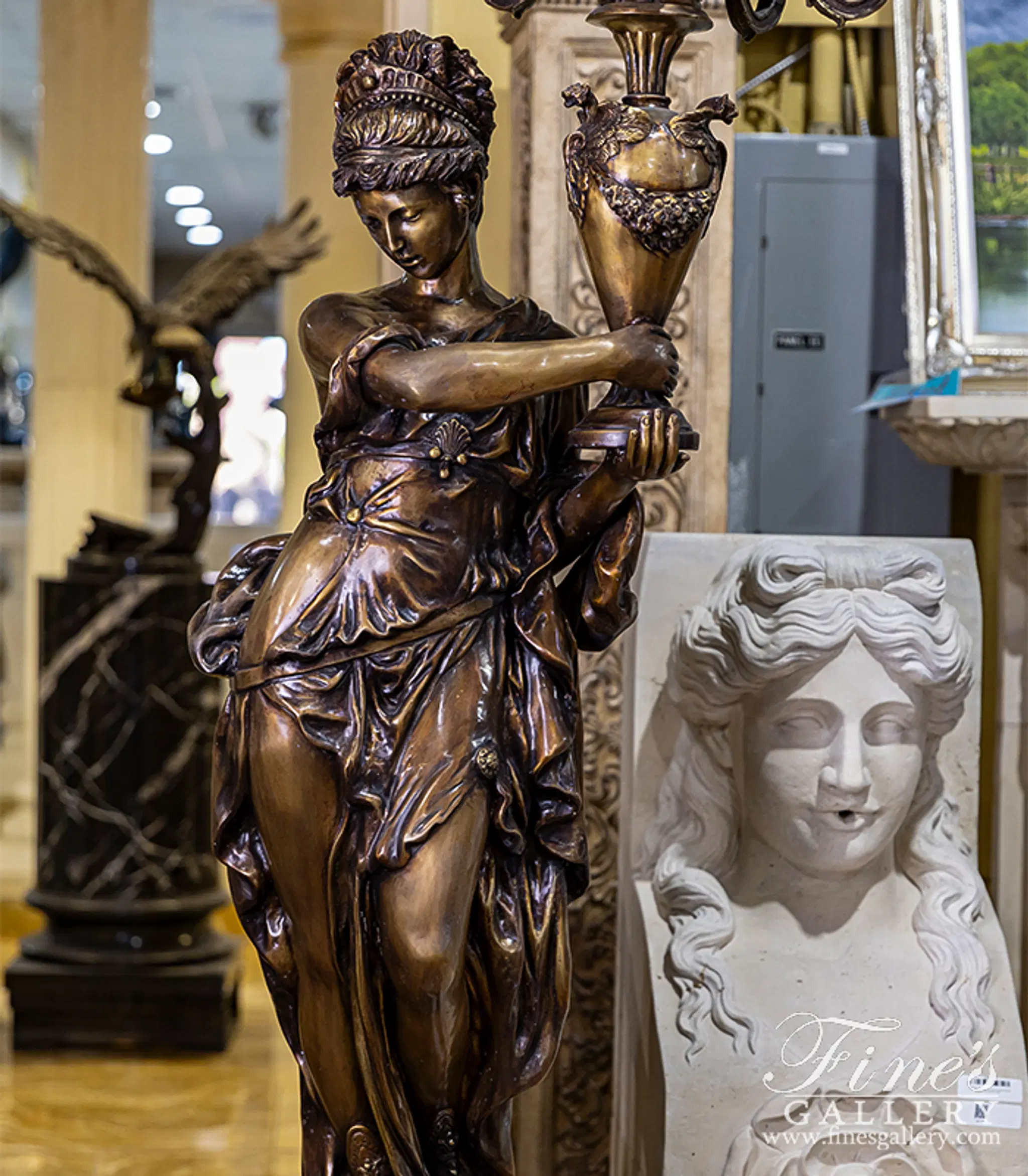 Lighting Lamposts - Life Size Bronze Figural Candelabra Pair - LMP